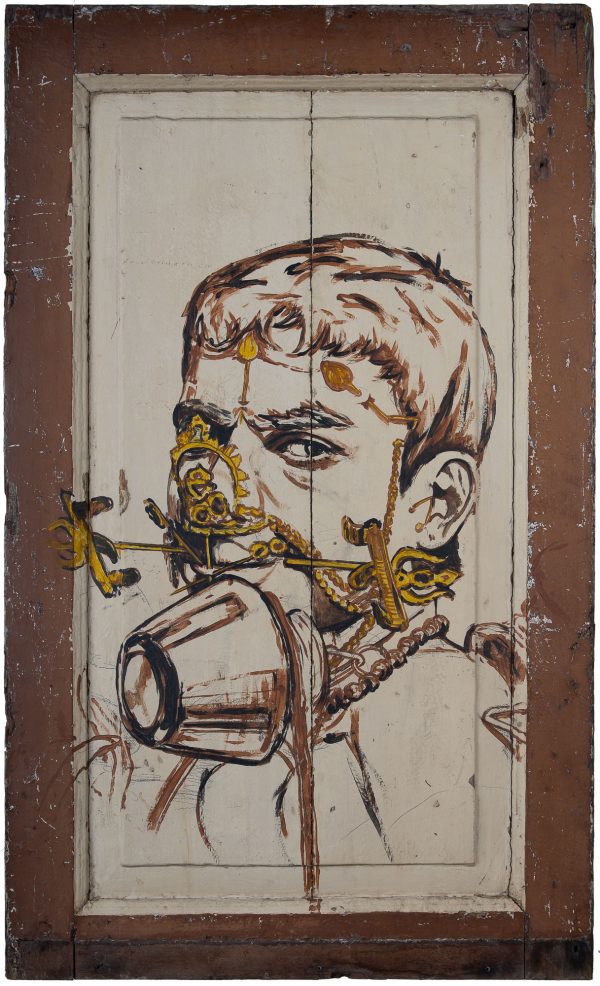 Thaipusum, Kavadi in Penang, Acrylic on Antique Shutters, Thomas Powell Artist