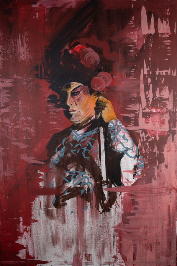 Chinese Opera actor, acrylic painting on canvas, Thomas Powell artist 2018