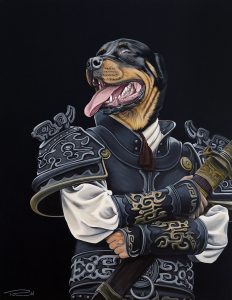 Acrylic painting on canvas, Chinese Zodiac Dog on Canvas, by Thomas Powell Artist 2014