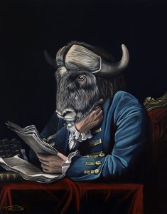Acrylic painting on canvas, Chinese Zodiac Ox on Canvas, by Thomas Powell Artist 2014