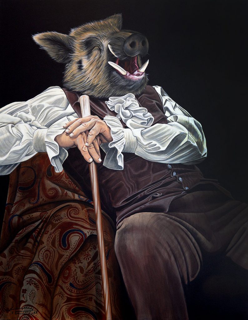 Acrylic painting on canvas, Chinese Zodiac Pig on Canvas, by Thomas Powell Artist 2014